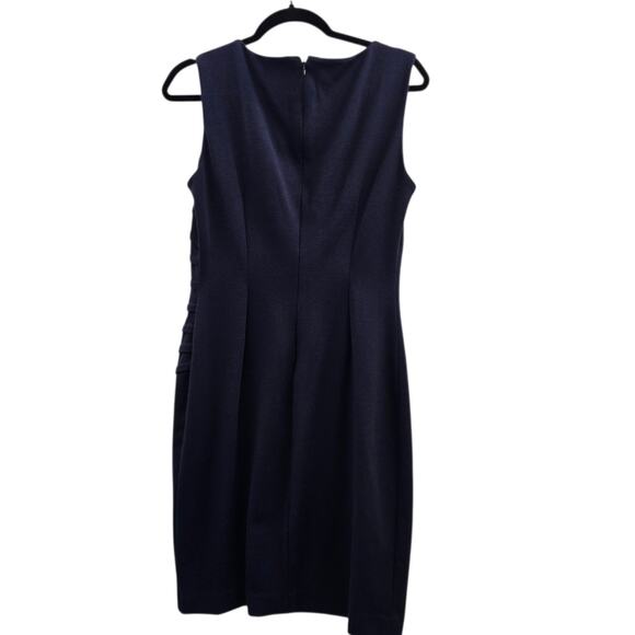 Calvin Klein Blue Sheath Dress Sleeveless Pleated Work - Picture 2 of 7